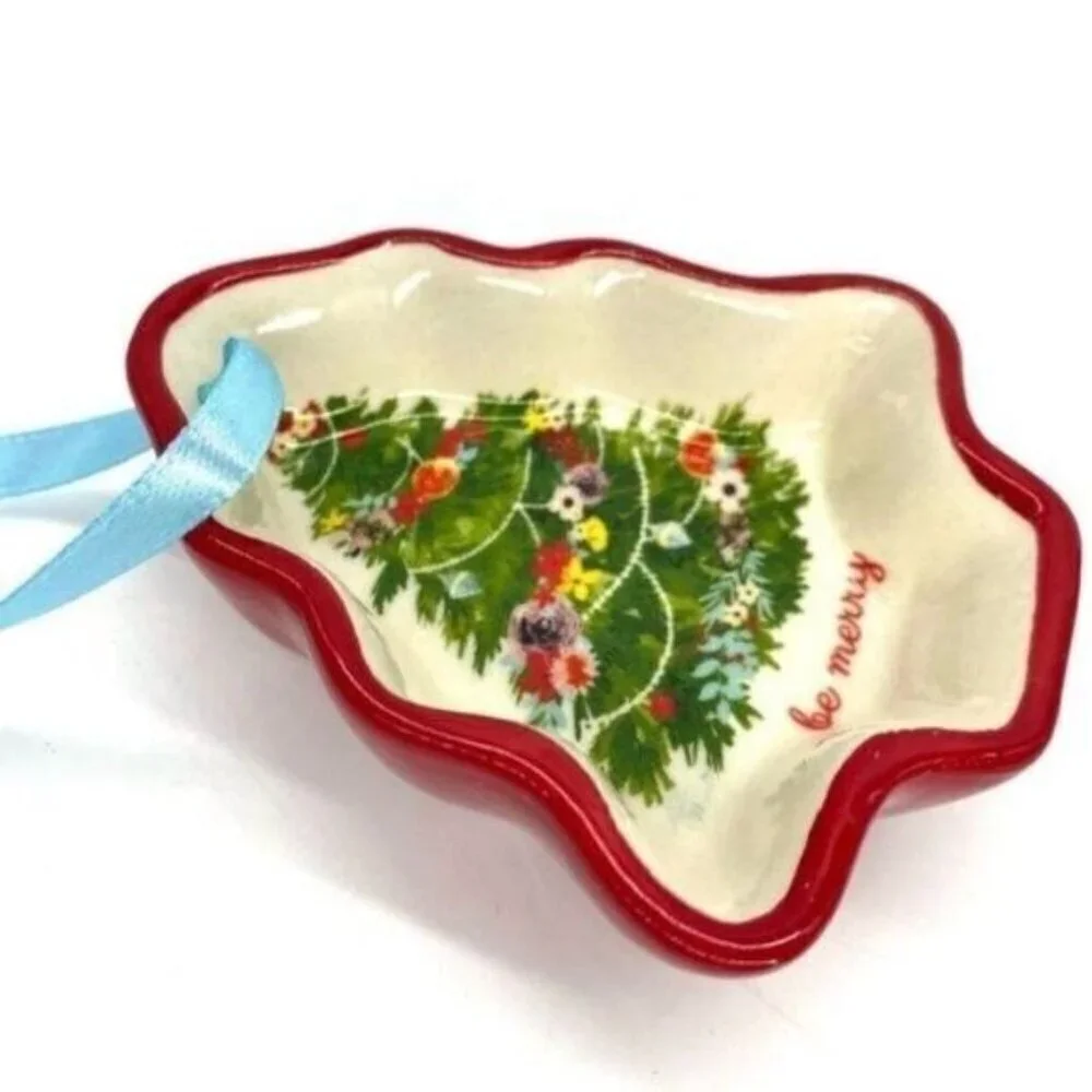 The Pioneer Woman Be Merry Christmas Tree Ceramic Dish Ornament New